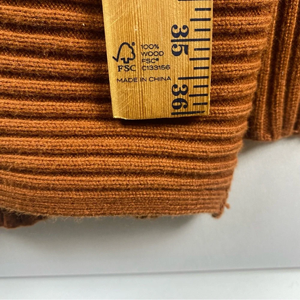 Jones New York Rust Orange Wide Ribbed Trim Open Front Duster Cardigan Women XL
